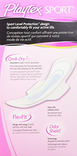 Playtex Sport Ultra Thin Pads with Wings, Reliable Sport Level Protection for Women, Regular