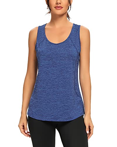 Quccefods Workout Tank Tops for Women Sleeveless Athletic Yoga Shirts Mesh Racerback Tank Tops Gym Workout Clothes RoyalBlue