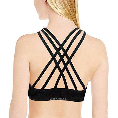 Zensah High Neck Sports Bra - Best Sports Bra (Small, Black)