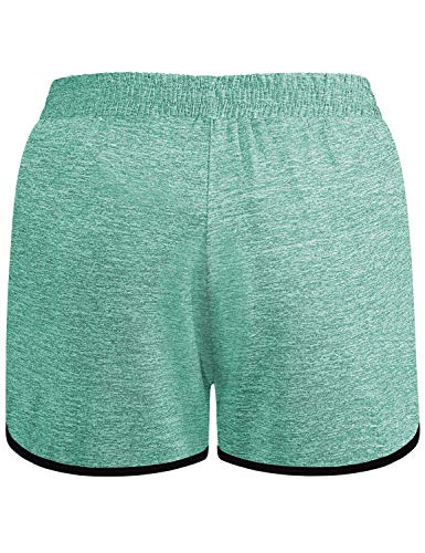 BLEVONH Women's Athletic Shorts - Running Workout Clothes, Green