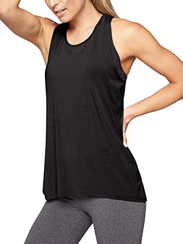 Mippo Womens Workout Tops Yoga Tennis Shirts Athletic Wear Gym Clothes Long Workout Racerback Tank Tops Black S