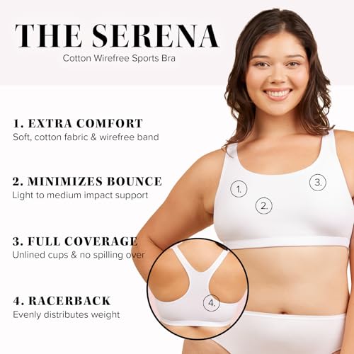 Leading Lady Sports Bra for Women - The Serena Wirefree Sports Bra - White