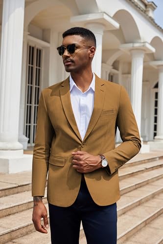 COOFANDY Brown Blazer Men Fashion Sport Coat Casual Herringbone Sport Jacket, Light Brown, XXXL