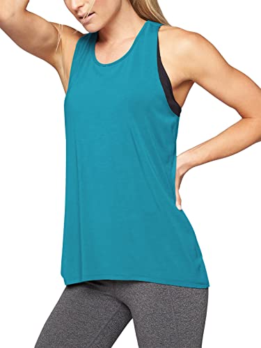 Mippo Womens Workout Tops Yoga Tennis Shirts Athletic Wear Gym Clothes Long Workout Racerback Tank Tops Turquoise S