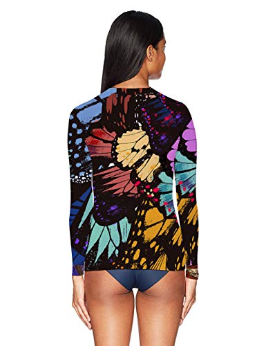 O2TEE Women's Butterfly Graffiti Premium Soft Slim Compression Gym Tee Fitness Apparel,XX-Large