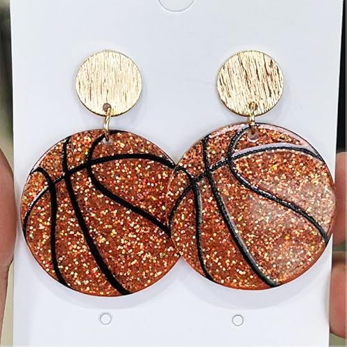 Sparkling Sport Ball Baseball Basketball Volleyball Rugby Earrings for Women Shining Gift for Sport Lover-basketball