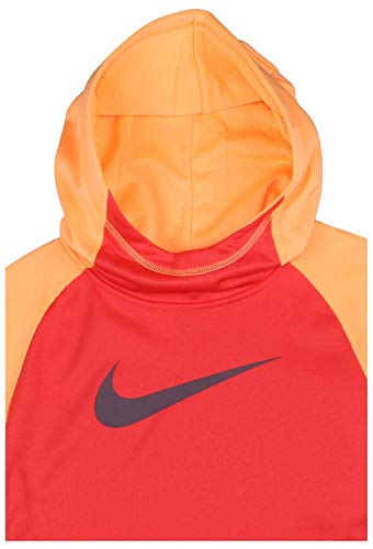 Nike Girl's Dri-Fit Thermal Pullover Hooded Sweatshirt Red Orange 912987 850 (s)