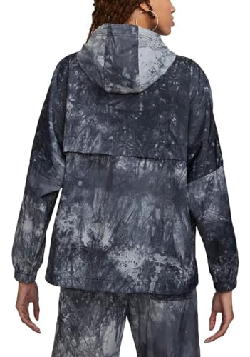 Nike Women's Sportswear Woven Wave Dye Pullover Windbreaker Jacket, Black/White, S Regular US