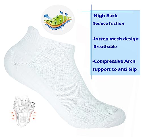Hycome 5Pairs Men Women Sport Running Ankle Socks with Cushion Low Cut Athletic Sport Socks