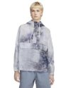 Nike Women’s Sportswear Woven Wave Dye Pullover Windbreaker Jacket, Gridiron/Diffused Blue, L Regular US