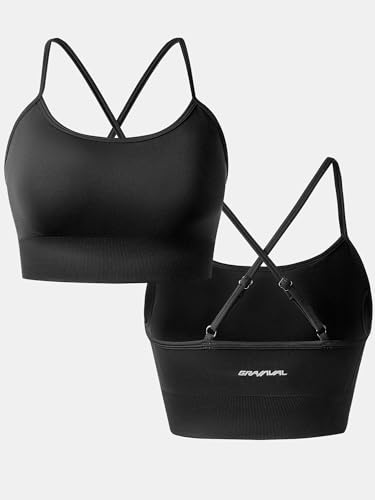 GRAMVAL Sports Bra for Women Crossback Mid Impact Sports Bra Medium Support Racerback Sports Bra with Removable Cups, X-Small