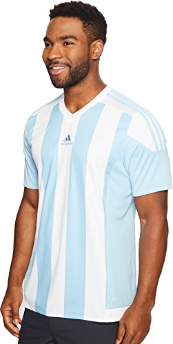 Adidas Mens Adidas Soccer Men's Striped jersey, Clear Blue/White, X-Large