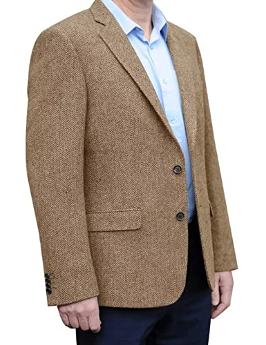 Men's Tweed Blazer Brown Sport Coats for Men Tweed Jackets for Men Formal Business Blazer for Men Tweed Sport Coat, XL