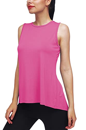 Mippo Womens Workout Tops Yoga Running Tank Tennis Exercise Tops Muslce Tank Sleeveless Workout Clothes Fuchsia M