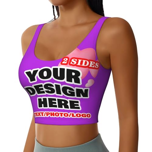 Custom Women's Sports Bra Sports Bras for Women Personalized Photo Name Logo Text Sports Bra