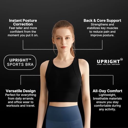 BIBIFACTORY Upright Sports Bra, Upright Posture Corrector Sports Bra, Womens' Sports Bras Longline Wirefree Padded