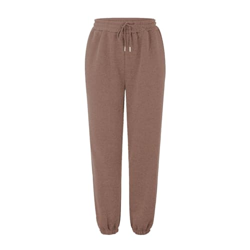 Generic Womens High Waisted Baggy Sweatpants Track Active Joggers Fall Workout Pants with Pockets Workout Clothes for Women Black Cargo Pants Winter Clothes A2-Light Brown, Large