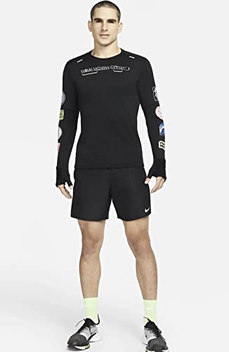 NIKE NYC MEN’S THERMA FIT REPEL ELEMENT NYC RUNNING CREW SWEATSHIRT, Black, XL