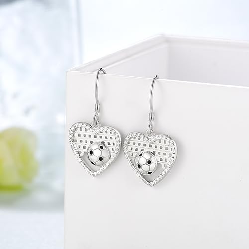 Soccer Earrings 925 Sterling Silver Sport Earrings for Women Sport Soccer Gifts for Women