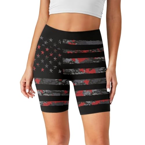 Xhuibop American Flag Biker Shorts Women Black Yoga Shorts Seamless Workout Shorts Women's Running Short High Waisted Gym Short Stretchy Athletic Short Womens Workout Clothes Gym Clothes