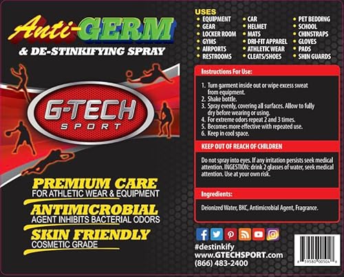 1 Gallon GTech Sport Spray Deodorizer For Apparel, Equipment, Gyms, and Fitness Centers | Refresh. Restore. Protect.