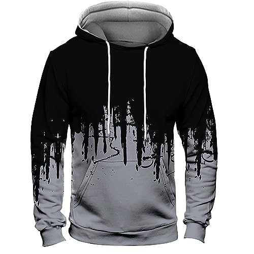 Ymosrh Mens Sweatshirts, Unisex 3D Printed Hoodies Novelty Pullover Sweatshirt Hoody Lightweight Warm Sweaters For Men Cozy Workout Clothes Man Men's Athletic Hoodies Workout Clothes (3XL, Gray)