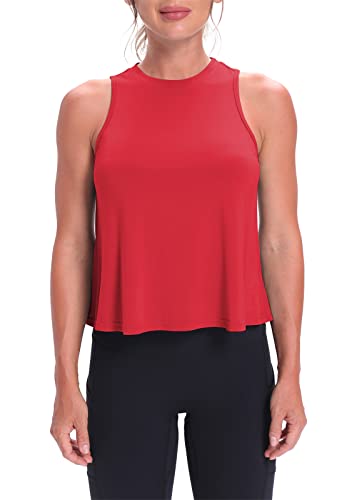 Mippo Workout Tank Tops for Women Athletic Gym Crop Tops Sleeveless Workout Shirts Activewear Running Clothes Red L