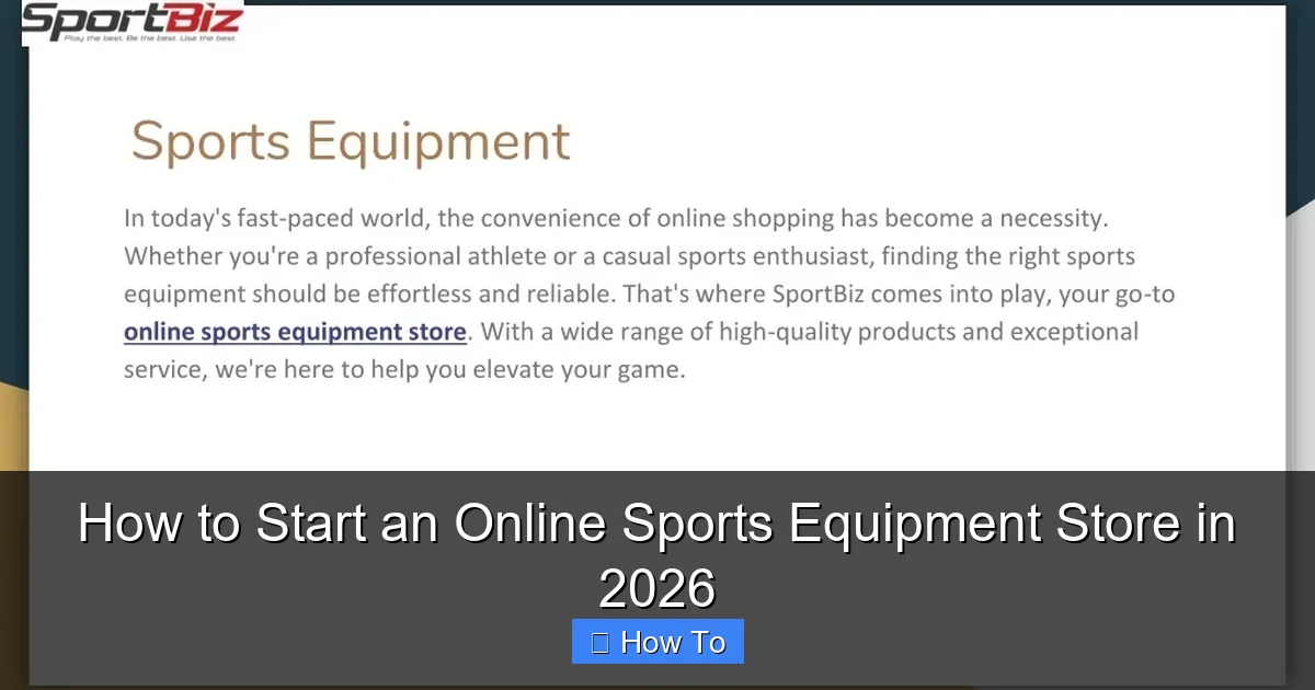 How to Start an Online Sports Equipment Store in 2026