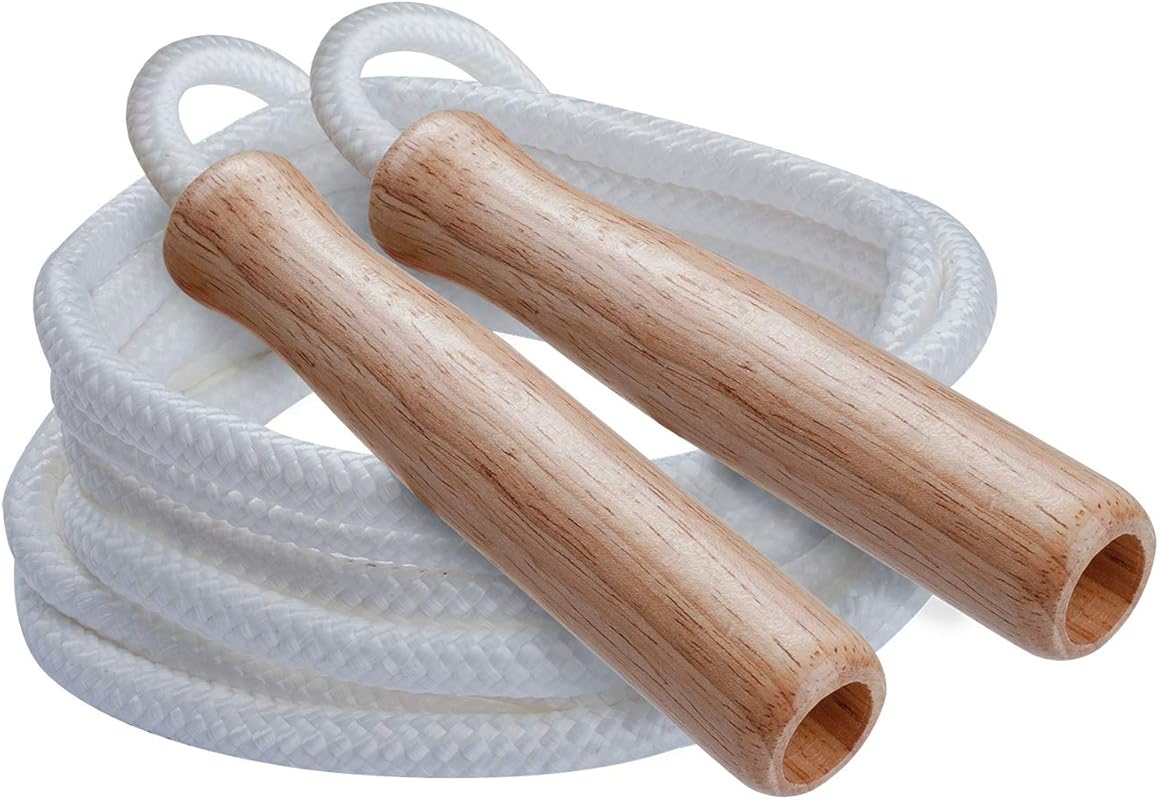 Champion Sports Wood Handle Jump Ropes – Durable Nylon or Leather Bear