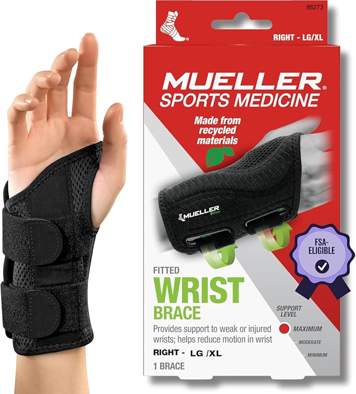 Mueller Green Fitted Wrist Brace for Carpal Tunnel and Wrist Pain Reli