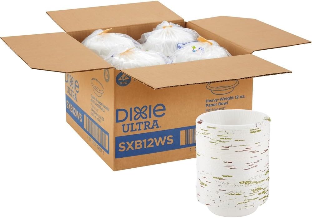 Dixie Pathways Heavyweight Paper Bowls, Wisesize, 12 Oz, Green/burgund