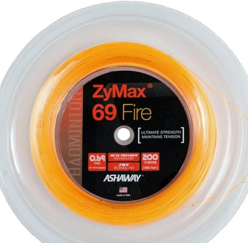 ASHAWAY ZyMax 69 Fire Badminton String Reel-Fire Orange