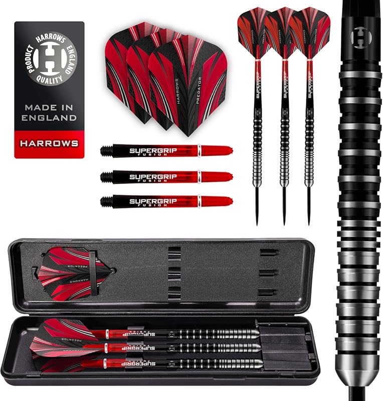 Harrows Predator 90% Tungsten Steel Tip Darts Set with Ultra Traction