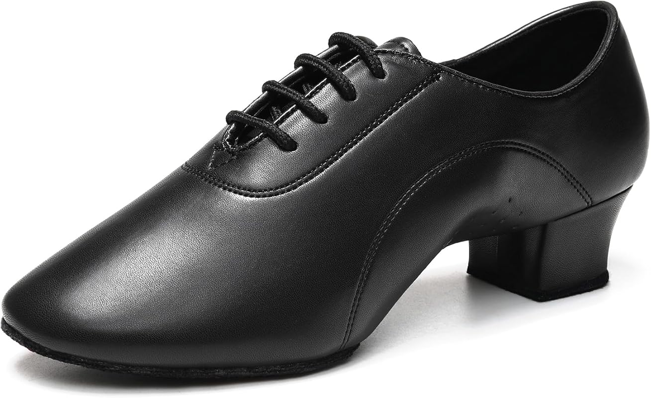 HROYL Little Boy Big Kids Men Latin Dance Shoes Leather lace-up Ballro