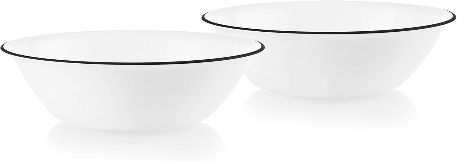 Corelle Style Chip Resistant 2qt  Rimmed Bowl Black 2-Pack