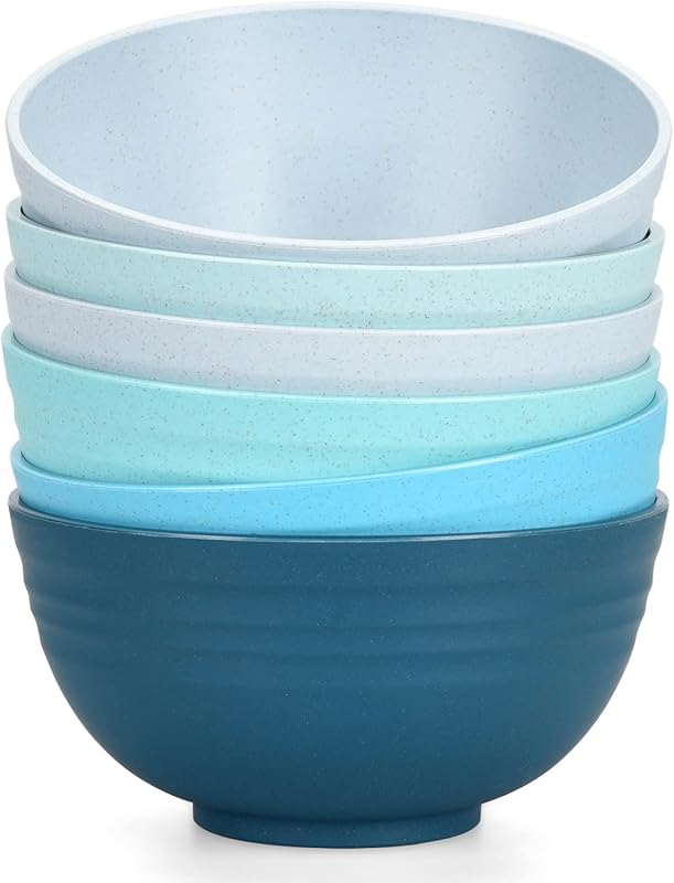 Homestockplus Eco-Friendly Wheat Straw Bowls Set of 6, 25 oz, Assorted