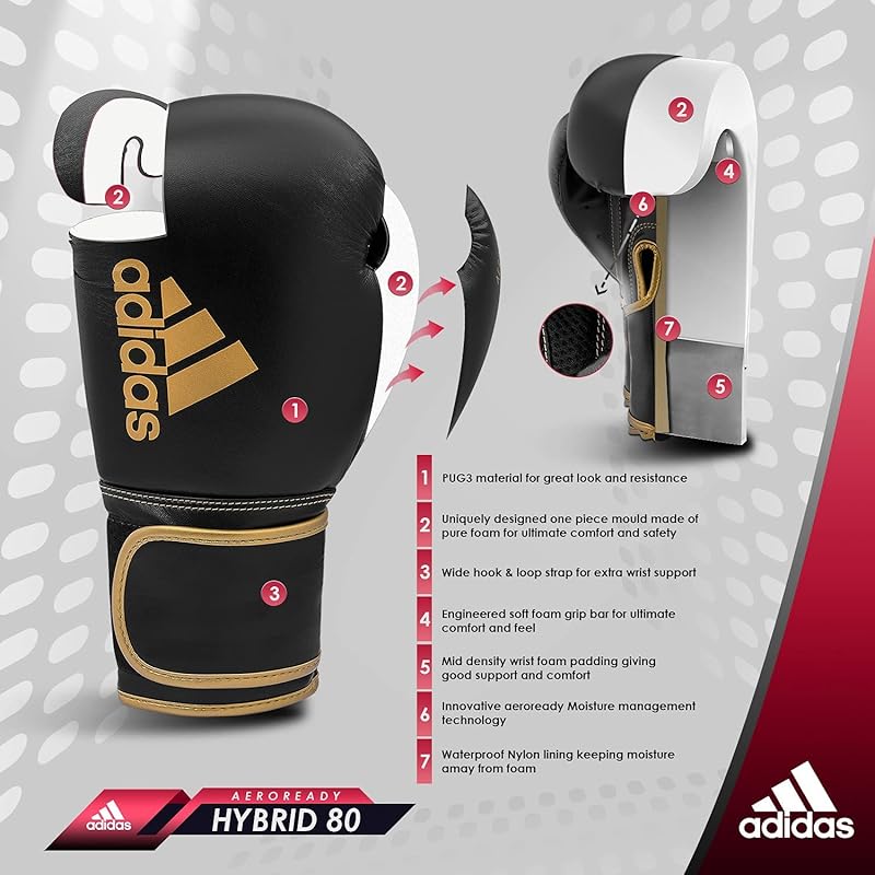 Adidas Hybrid 80 Boxing Gloves - Adult Boxing Gloves for Men & Women -