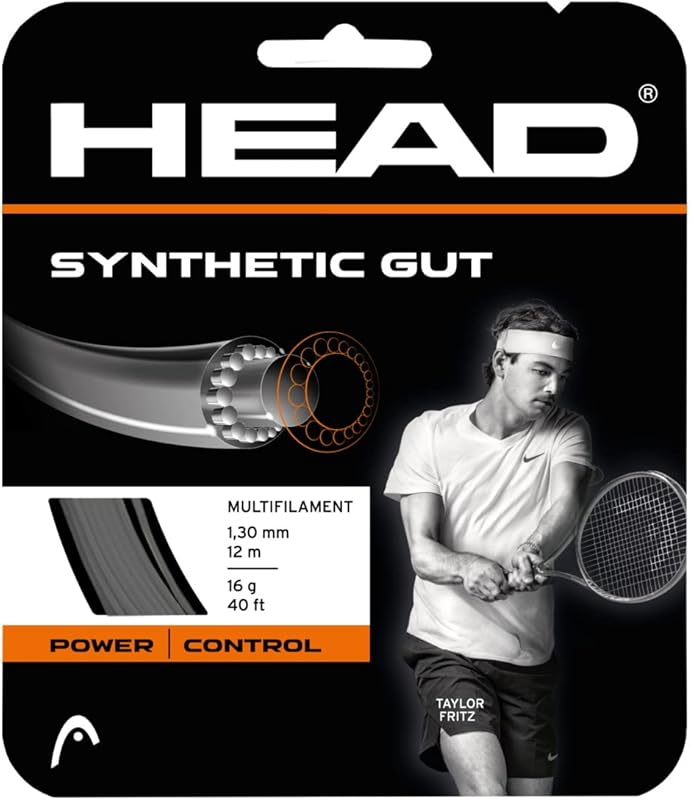 HEAD Synthetic Gut Tennis String Full Set, 17 Gauge, Black, 40 Feet