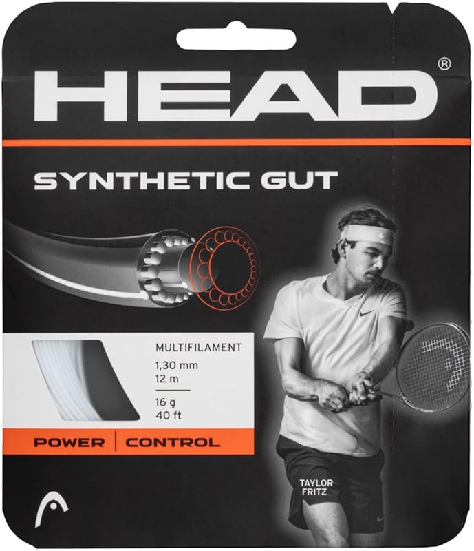 HEAD Synthetic Gut Tennis String Full Set, 16 Gauge, White, 40 Feet