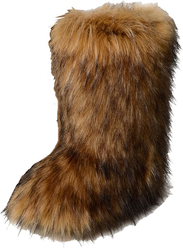 Gegefur Women's Faux fur Boot Furry Fluffy Short Snow Boot Mid-Calf Bo