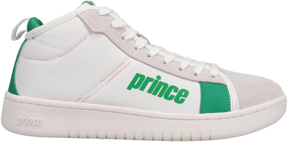 Prince Men's Vintage Cup Baseline High Top Sneakers in Green and White