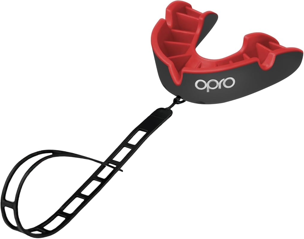 OPRO Silver Mouthguard with Strap – Moldable Multi-Layer Protection fo