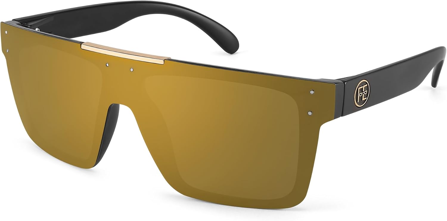 FEISEDY Men Sunglasses Polarized Oversized Square Flat Top Cycling Run