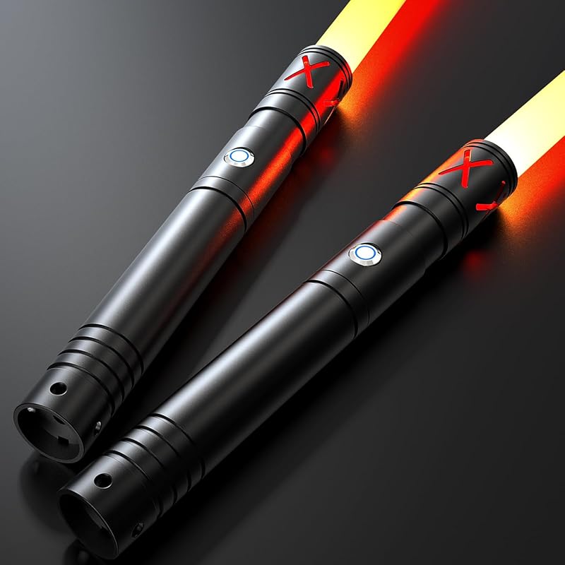 2-Pack Dueling Light Saber with 12 Colors and Metal Hilt for Cosplay