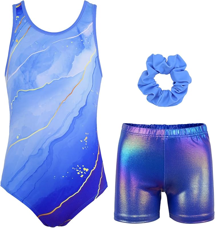 Gymnastics Leotards for Girls with Shorts Sparkly Ballet Dance Activew