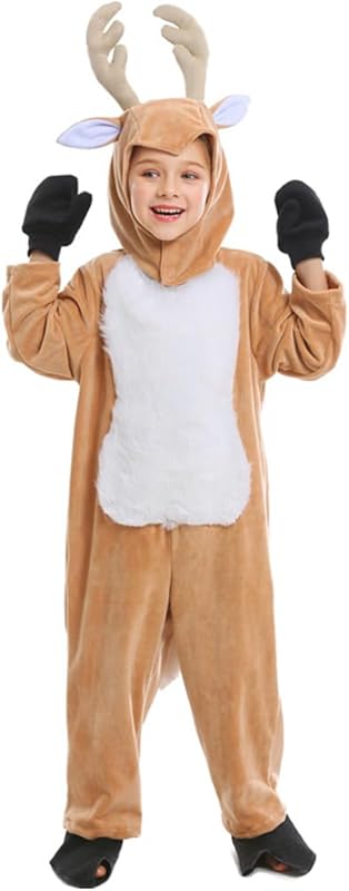 Kids Christmas Reindeer Costume Deer Animal Outfits Onesie Party for B