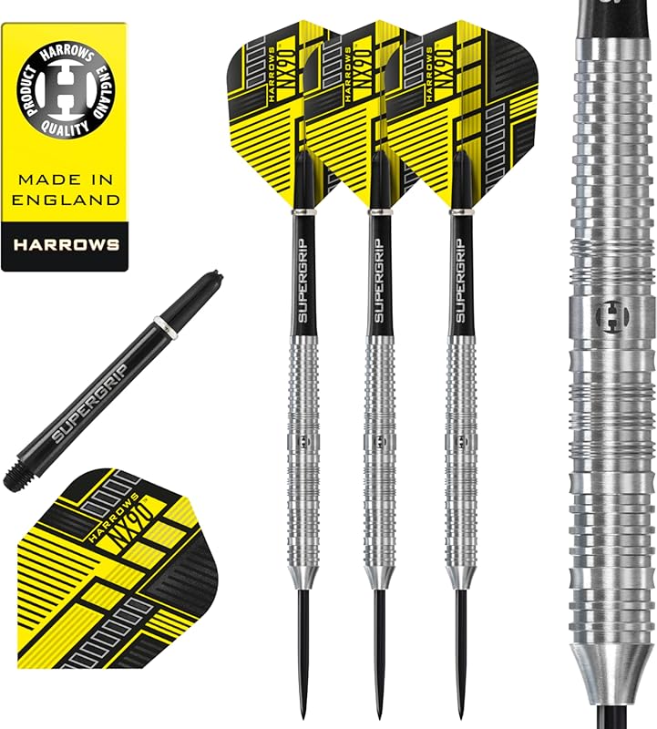 Harrows NX90 Bomb and Parallel Shape 90% Tungsten Darts Set with Super