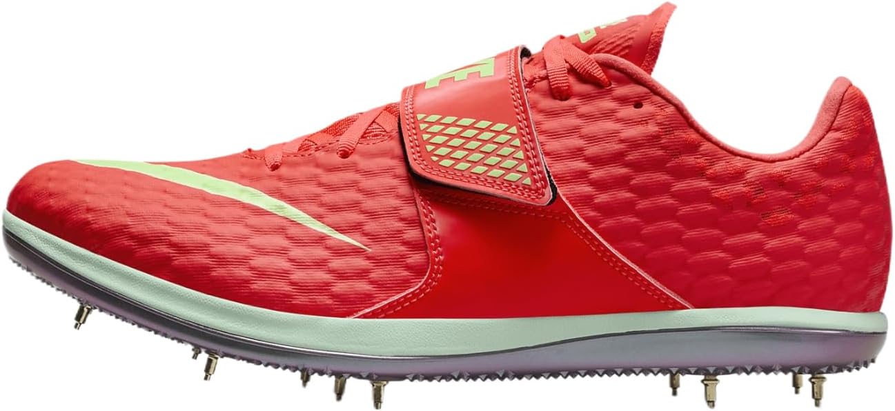 Unisex High Jump Elite Track Spikes in Bright Crimson and Washed Coral