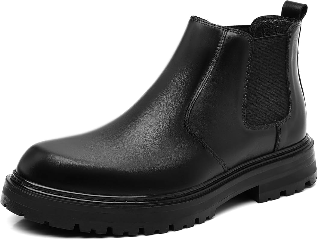 Holy dove Men's Wide Toe Box Platform Chelsea Boots Slip-On Casual Ank