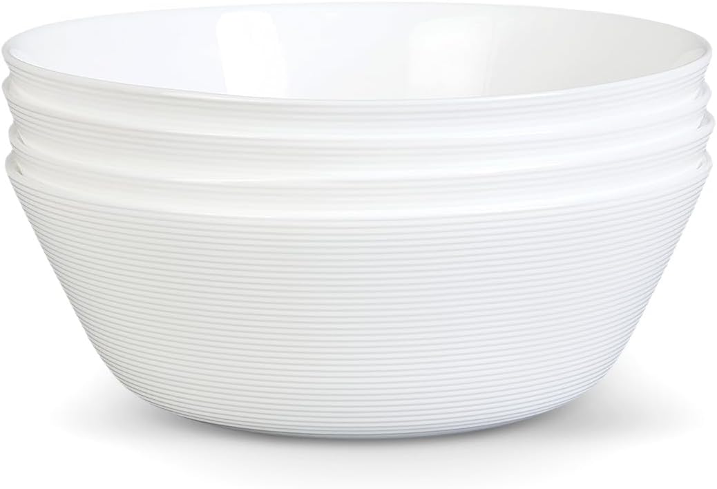 Large White Glass Soup Bowls Set of 4, 38 Ounces for Ramen and Pho